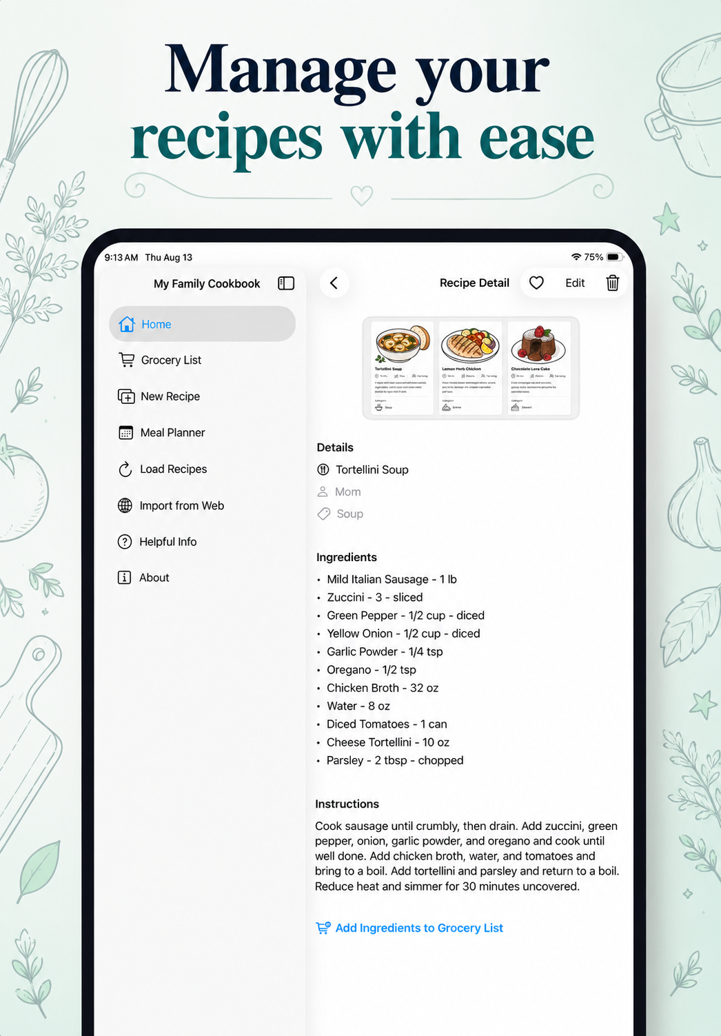 Manage your recipes with ease