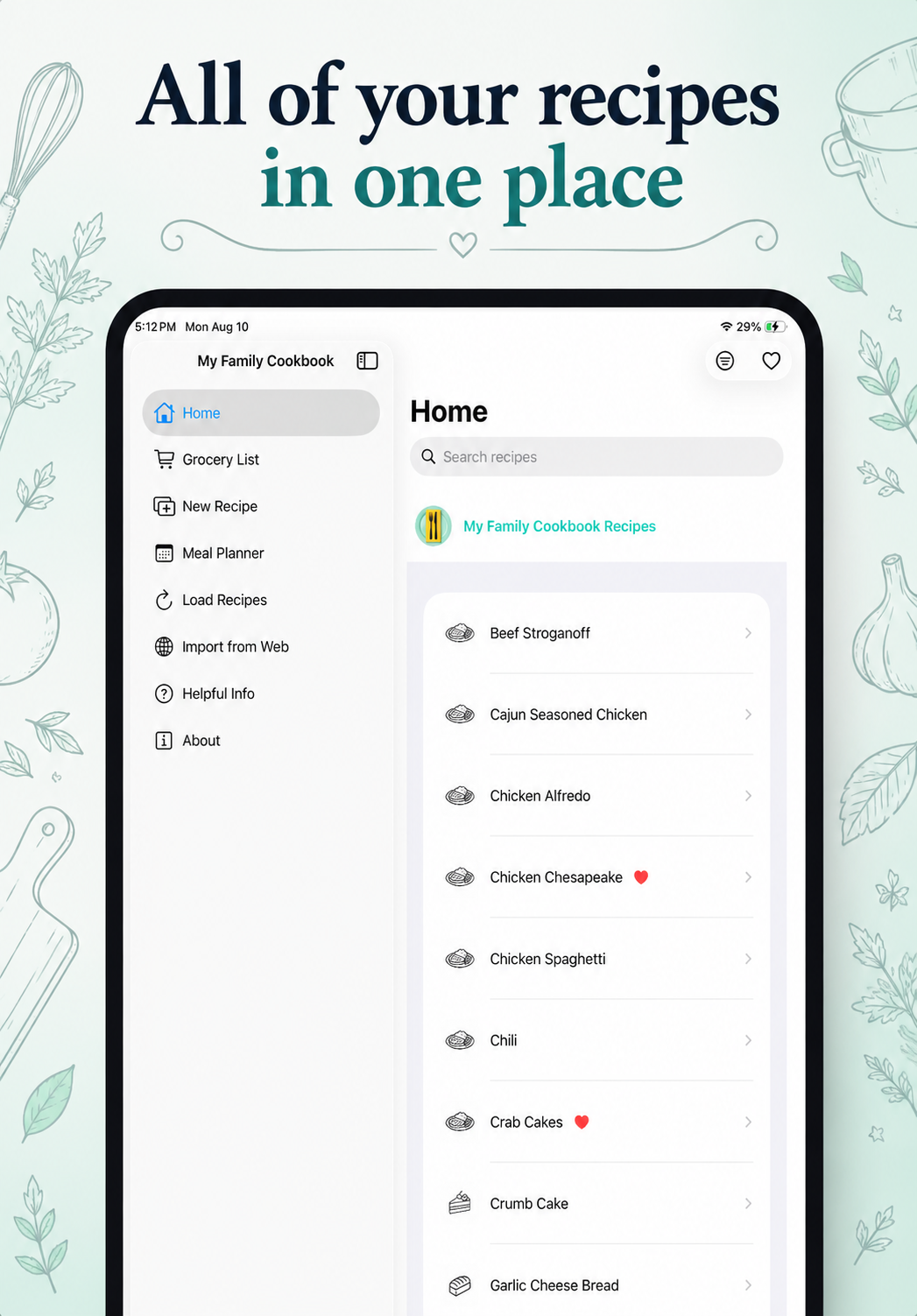 All of your recipes in one place