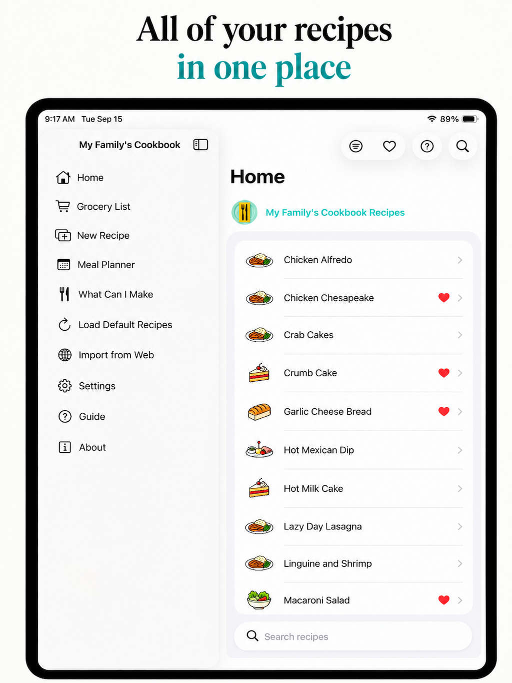 All of your recipes in one place