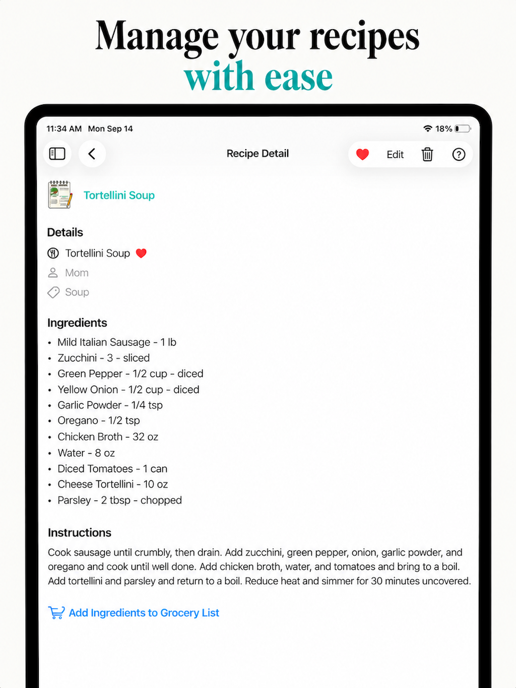 Manage your recipes with ease