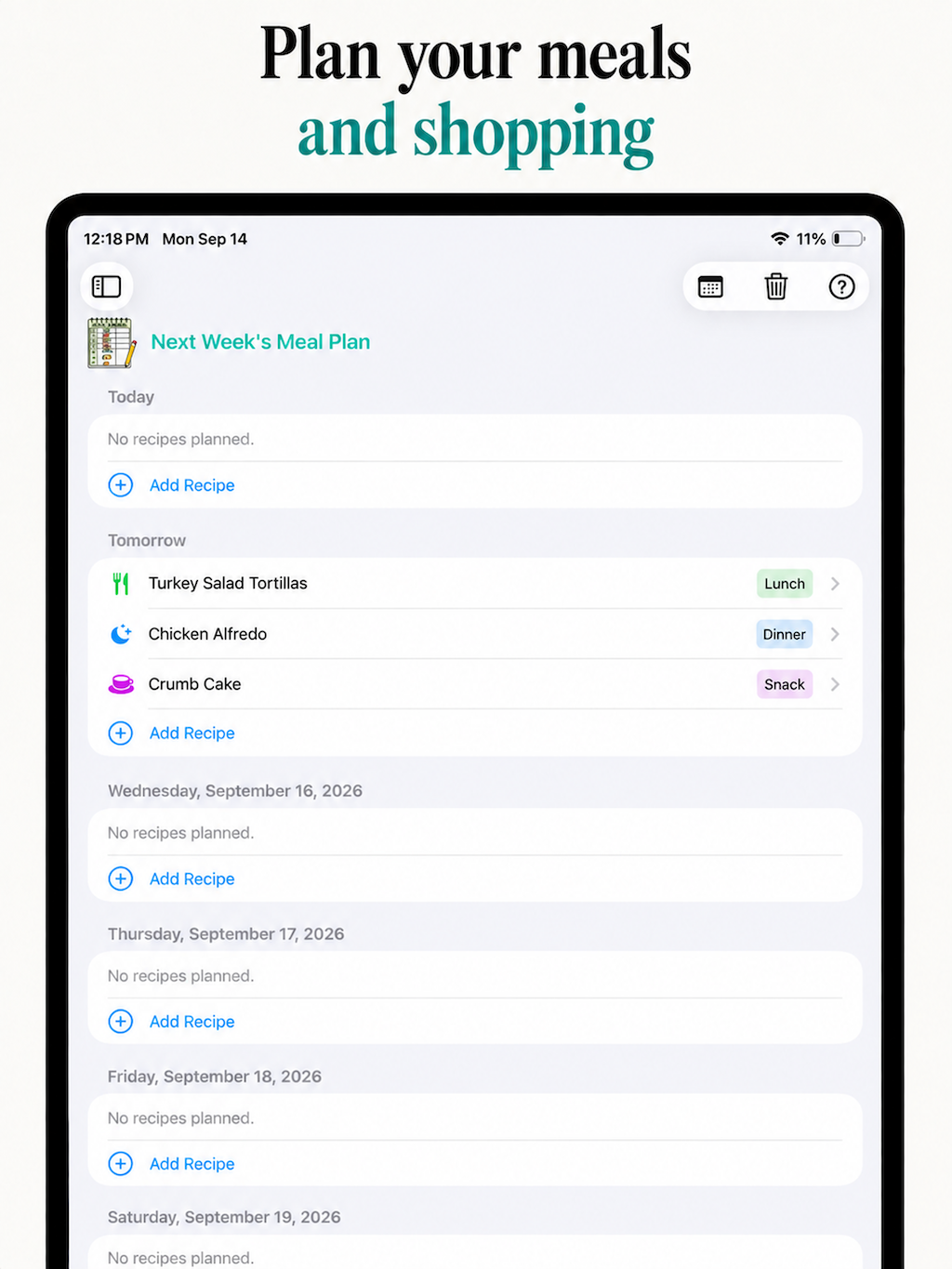 Plan your meals and shopping