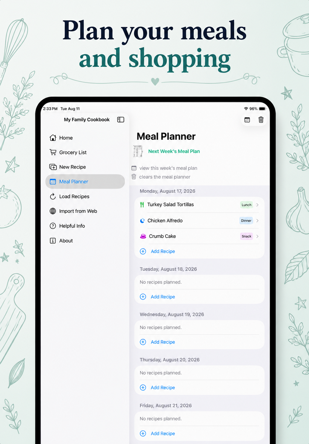 Plan your meals and shopping